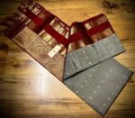Pure kanchipuram silk Saree Grey with Marun combo