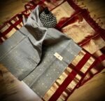Pure kanchipuram silk Saree Grey with Marun combo