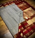 Pure kanchipuram silk Saree Grey with Marun combo