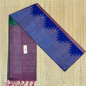 Classic Royal Blue Pure Silk Saree with Magenta Borders & Grand Woven Pallu