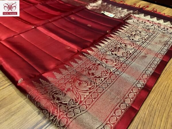 Rich Maroon Pure Silk Saree with Traditional Zari Woven Border
