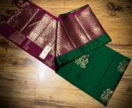 Emerald Green Silk Saree with Magenta Zari Border & Rich Pallu