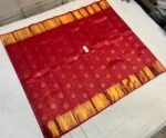 Deep Red Gold Zari Silk Saree with Butta Motif Body and Broad Traditional Border