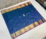 Royal Blue and Plum Silk Saree with Gold Zari Floral Weave and Broad Traditional Border
