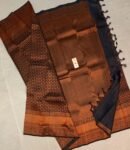 Classic Black Pure Silk Saree with Copper-Gold Zari Weave & Rich Border