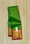 Green and Maroon Gold Zari Silk Saree with Diamond Motif Body and Temple Border