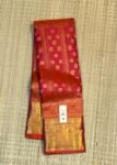 Coral Red and Rani Pink Gold Zari Silk Saree with Butta Body and Grand Temple Border