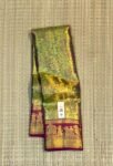 Olive Green and Antique Gold Zari Silk Saree with Rich Pallu and Temple Motif Border