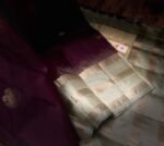 Regal Wine Silk Saree with Antique Gold Zari & Sage Green Border