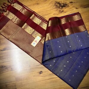 Royal Blue & Antique Gold Zari Kanjivaram Silk Saree