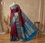 Royal Maroon & Peacock Blue Gold Zari Silk Saree