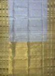 Elegant Silver Grey Silk Saree with Rich Gold Zari Border & Grand Pallu
