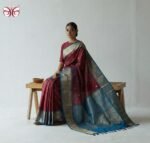 Royal Maroon & Peacock Blue Gold Zari Silk Saree