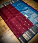 Royal Maroon & Peacock Blue Gold Zari Silk Saree
