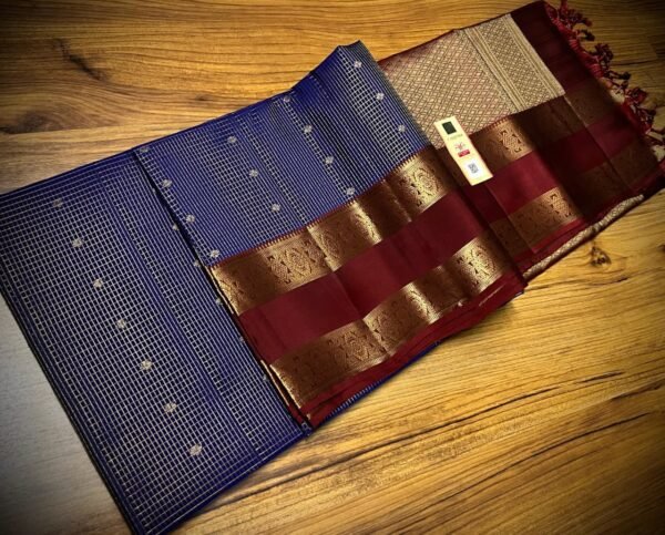 Royal Blue & Antique Gold Zari Kanjivaram Silk Saree
