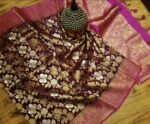 Regal Maroon & Rani Pink Gold Zari Banarasi Silk Saree