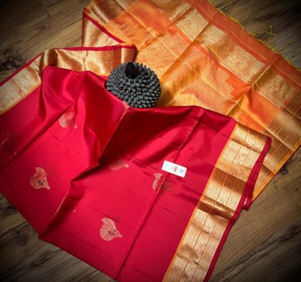 Royal Red Silk Saree with Grand Gold Zari Jacquard Border