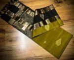 Mustard Silk Saree with Black Gold Zari Gap Border