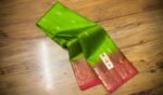 Parrot Green & Rani Pink Gold Zari Jacquard Border Saree