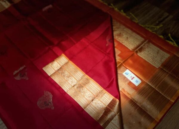 Royal Red Silk Saree with Grand Gold Zari Jacquard Border