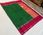 Classic Bottle Green & Rani Pink Kanchipuram Silk Saree with Rich Gold Zari Pallu