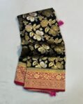 Majestic Black & Red Gold Zari Floral Banarasi Silk Saree