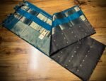 Midnight Blue Gold Zari Silk Saree with Teal Border