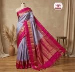 Elegant Lavender & Rani Pink Gold Zari Gap Border Silk Saree