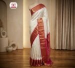 Elegant White Silk Saree with Gold Zari Jacquard Border