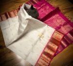 Elegant White Silk Saree with Gold Zari Jacquard Border
