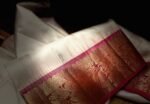 Elegant White Silk Saree with Gold Zari Jacquard Border