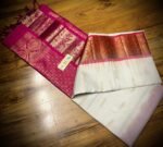 Elegant White Silk Saree with Gold Zari Jacquard Border