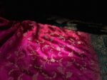 Vibrant Rani Pink & Teal Green Gaji Satin Silk Saree with Gold Zari Elegance