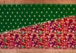 Emerald Green & Crimson Red Gold Zari Banarasi Saree with Multicolor Bird Jaal
