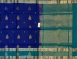 Royal Blue Silk Saree with Teal Gold Zari Gap Border