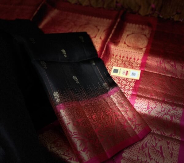 Classic Black Silk Saree with Gold Zari Jacquard Border