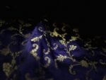 Royal Navy Blue & Aqua Teal Gaji Satin Silk Saree with Intricate Gold Zari