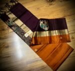 Royal Amber & Majestic Purple Gold Zari Meena Butta Silk Saree with Elephant Border