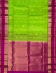 Vibrant Parrot Green & Rani Pink Gold Zari Gap Border Silk Saree