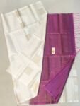 Pure White Silk Saree with Gold Zari Motifs and Magenta Contrast Pallu