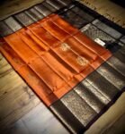 Burnt Orange Kanchipuram Silk Saree with Antique Gold Zari Border and Wine Pallu