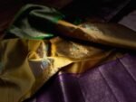 Golden Mustard Kanchipuram Silk Saree with Royal Purple Zari Border