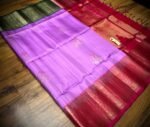 Royal Lavender Kanchipuram Silk Saree with Rose Pink Zari Border