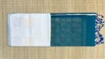Elegant White Silk Saree with Teal Blue Pallu and Subtle Gold Zari Work