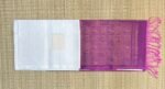 Pure White Silk Saree with Gold Zari Motifs and Magenta Contrast Pallu