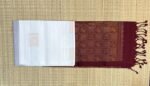 Elegant White Silk Saree with Maroon Gold Zari Pallu