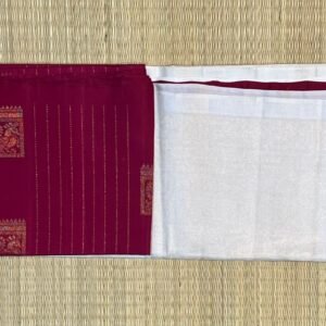 Classic Maroon Silk Saree with Traditional Gold Zari Motifs and Ivory Pallu