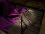 Elegant Purple Gold Zari Turning Border Saree with Antique Floral Weave