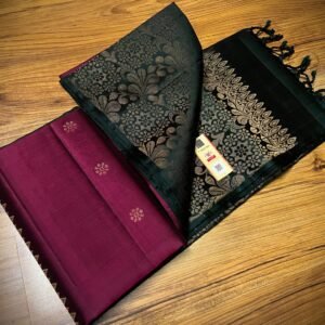 Wine Purple Turning Border Silk Saree with Intricate Gold Zari Floral Pallu