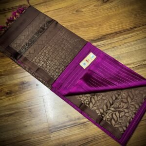 Elegant Purple Gold Zari Turning Border Saree with Antique Floral Weave